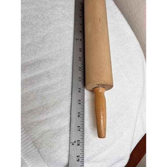 Vintage Foley Wooden Rolling Pin With Handles 18" - Picture 10 of 11